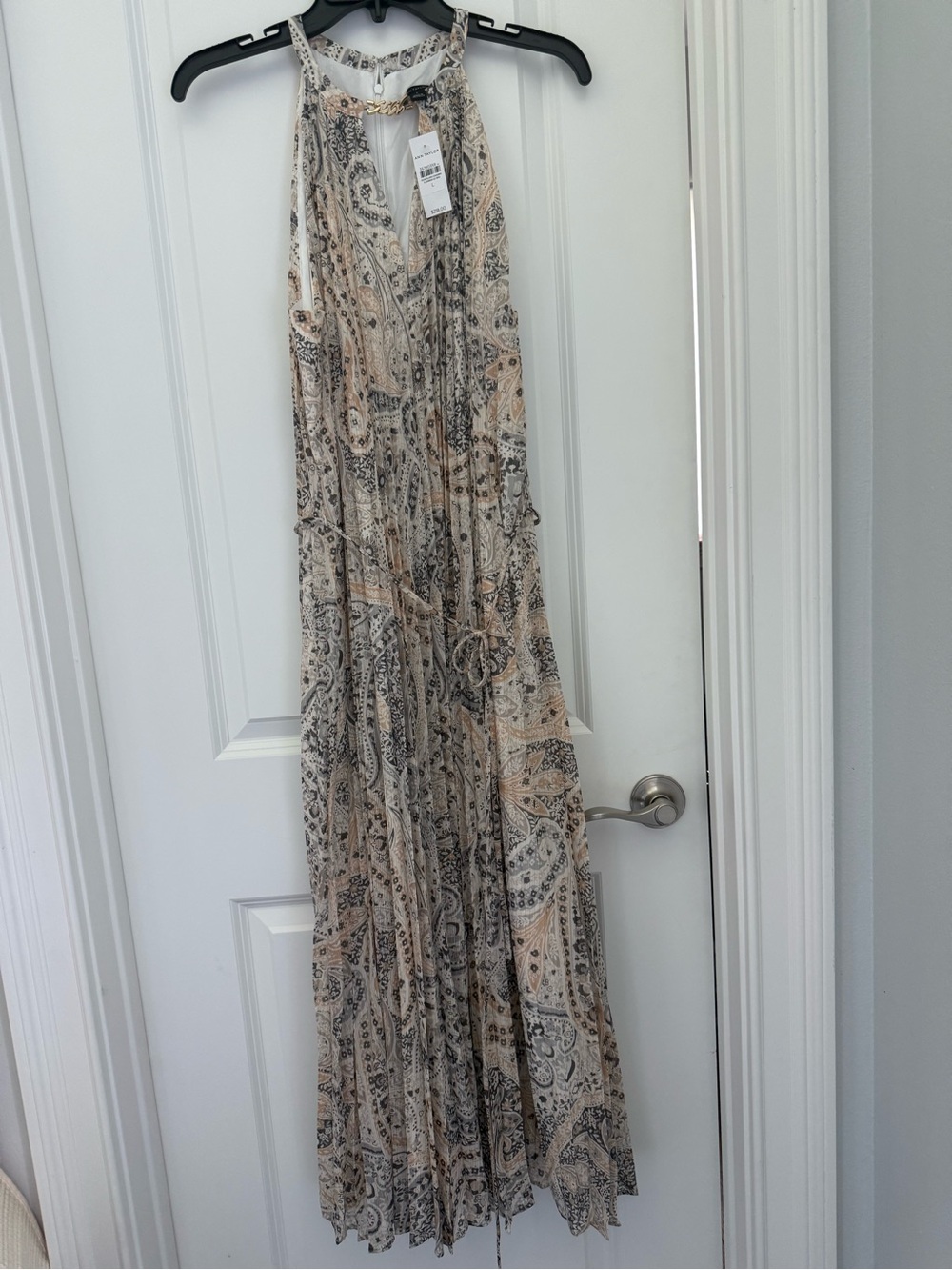 Ann Taylor Neutral Paisley Halter Midi Dress